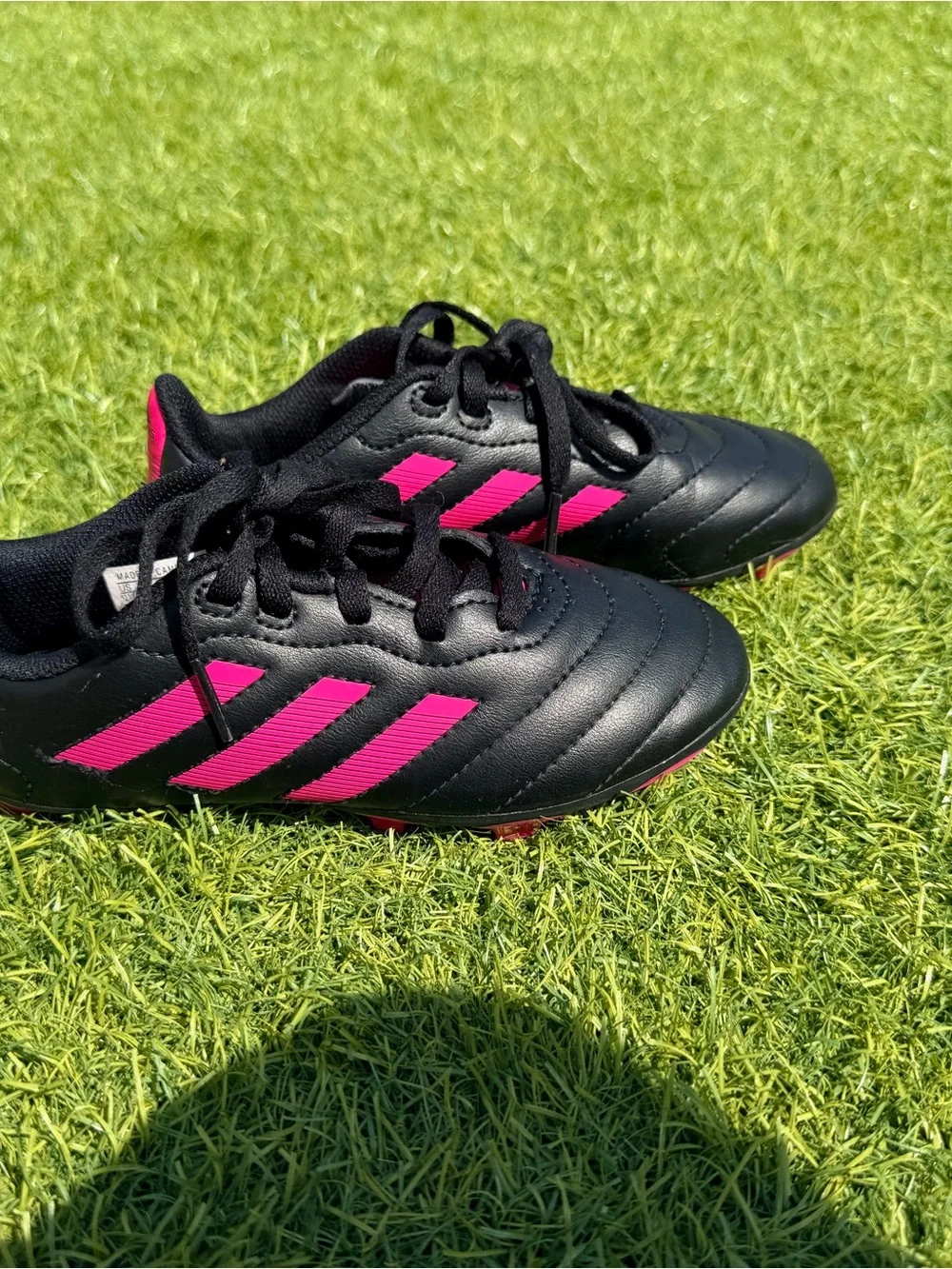 adidas Kids Black & Hot Pink Soccer Sneakers size 12.5 kids